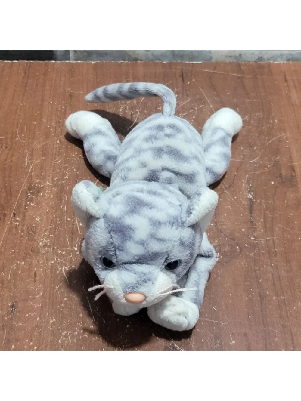 Ty Beanie Baby SILVER Gray Tabby Cat 1999 Stuffed Animal Plush No Hang Tag